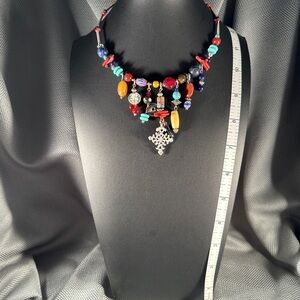 Colorful Beaded Necklace with Charms